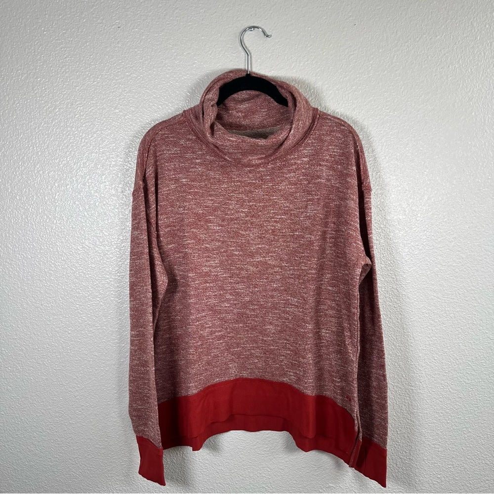 Peace Love World Birdseye Two-Tone Heather Rose Red Cowl Neck Pullover Small - Picture 3 of 12
